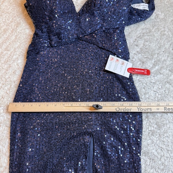 Ieena Mac Duggal Dress 6 Blue Sequin Sleeveless Formal Gown Prom Evening MOB - Picture 8 of 15